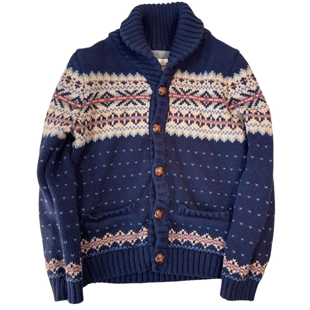 Rorie Whelan Sweater‎ Blue Cardigan Toddler 4T Fair Isle 100% Cotton